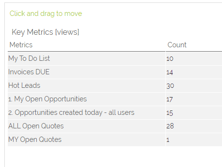 sales opportunity crm key metrics 
